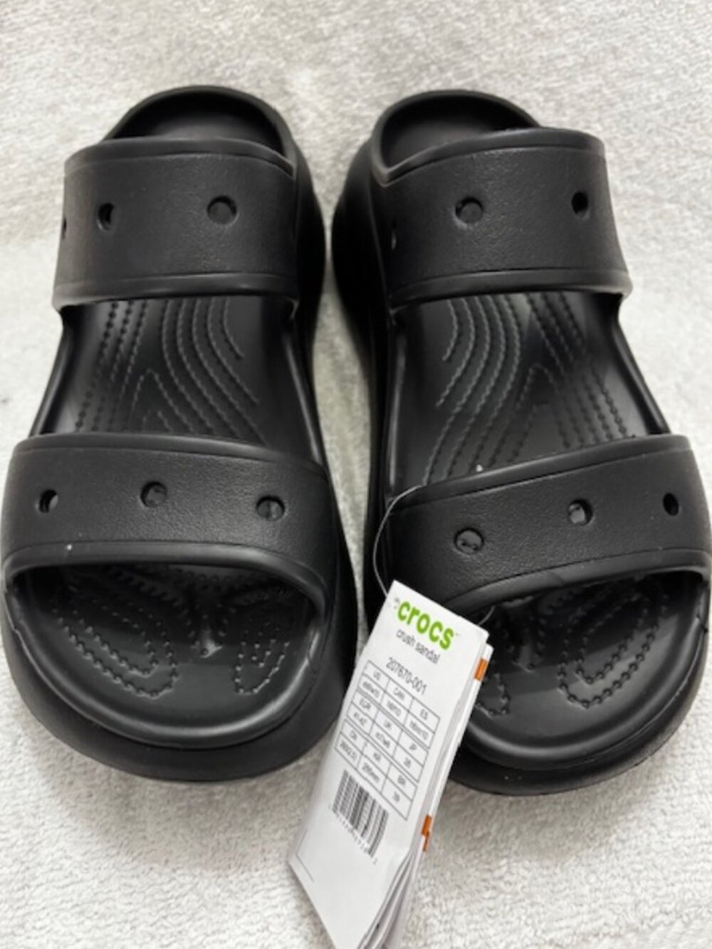 Crocs black Classic Crush Slide two-strap design and elevated outsole Unisex NWT